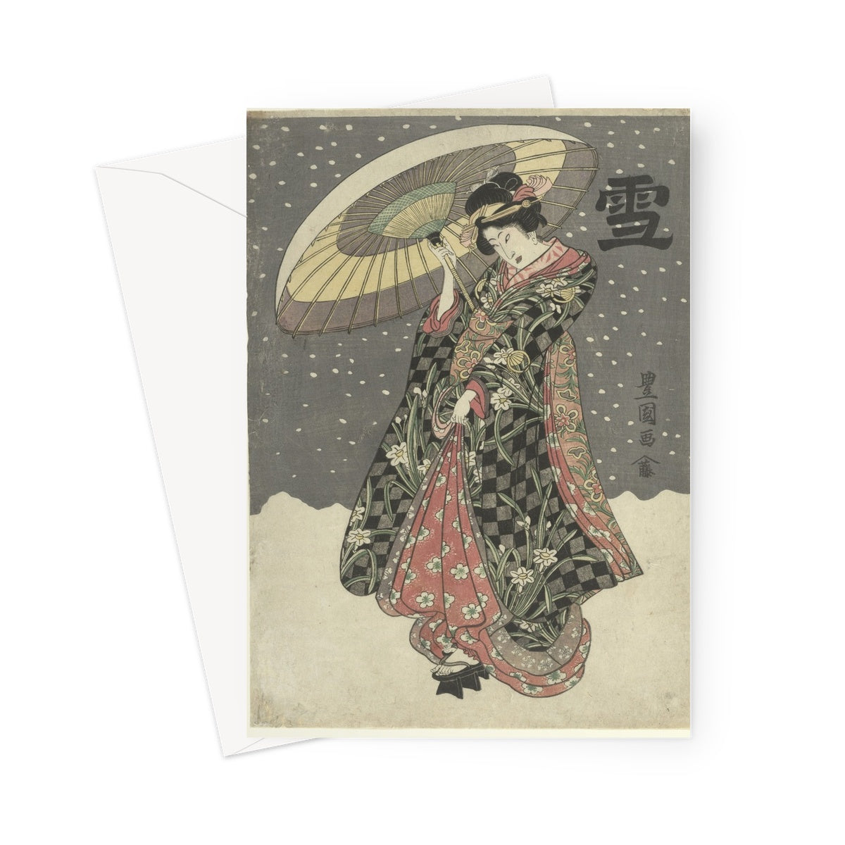 Nieve por Utagawa c, 1800 - Tarjetas de felicitación