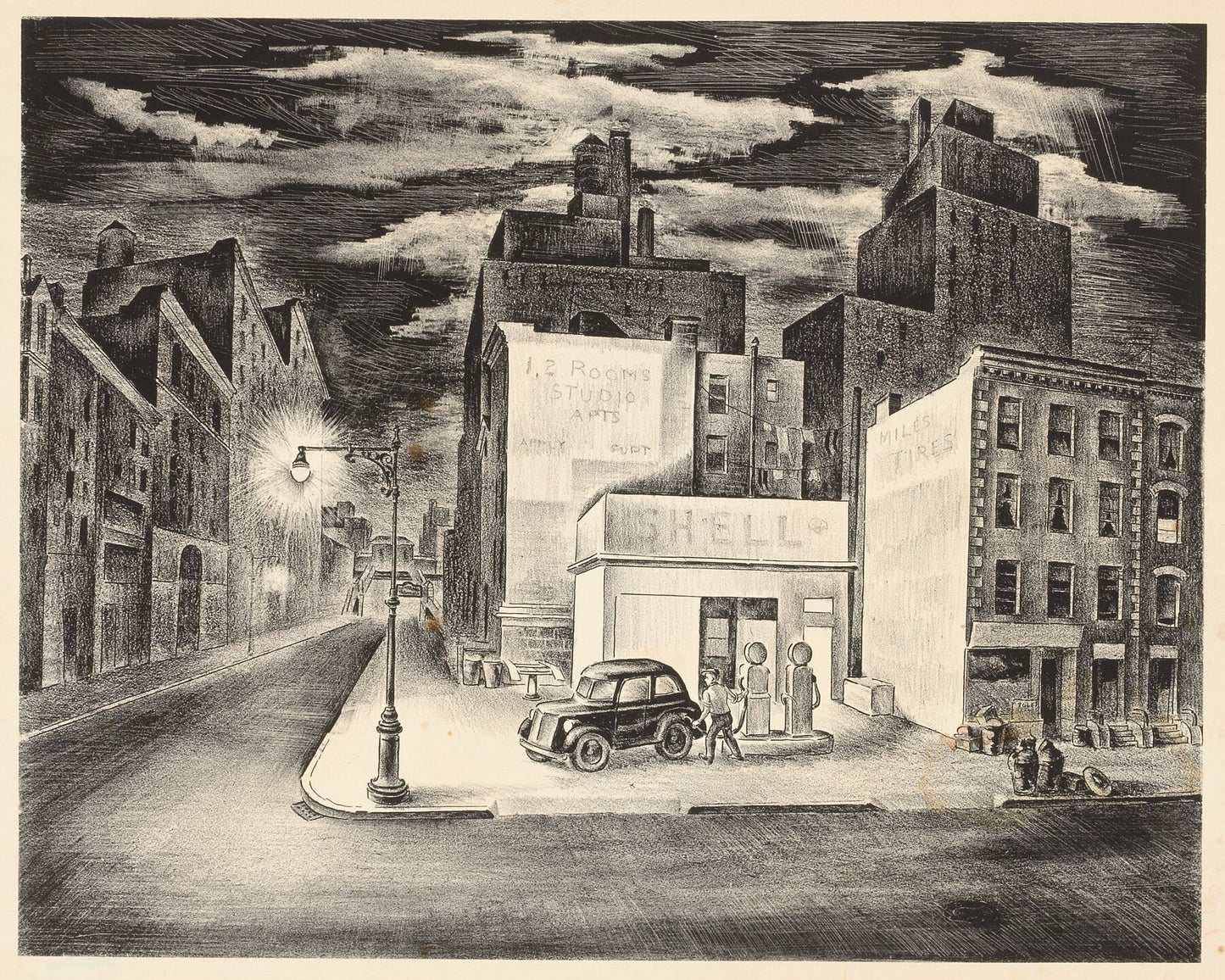 Cityscape with Gas Station - c.1933-1943