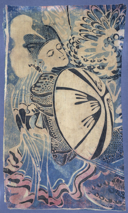 Fragment of Tie-Dyed Textile Depicting an Oriental Warrior with Shield by Carel Adolph Lion Cachet - c. 1892