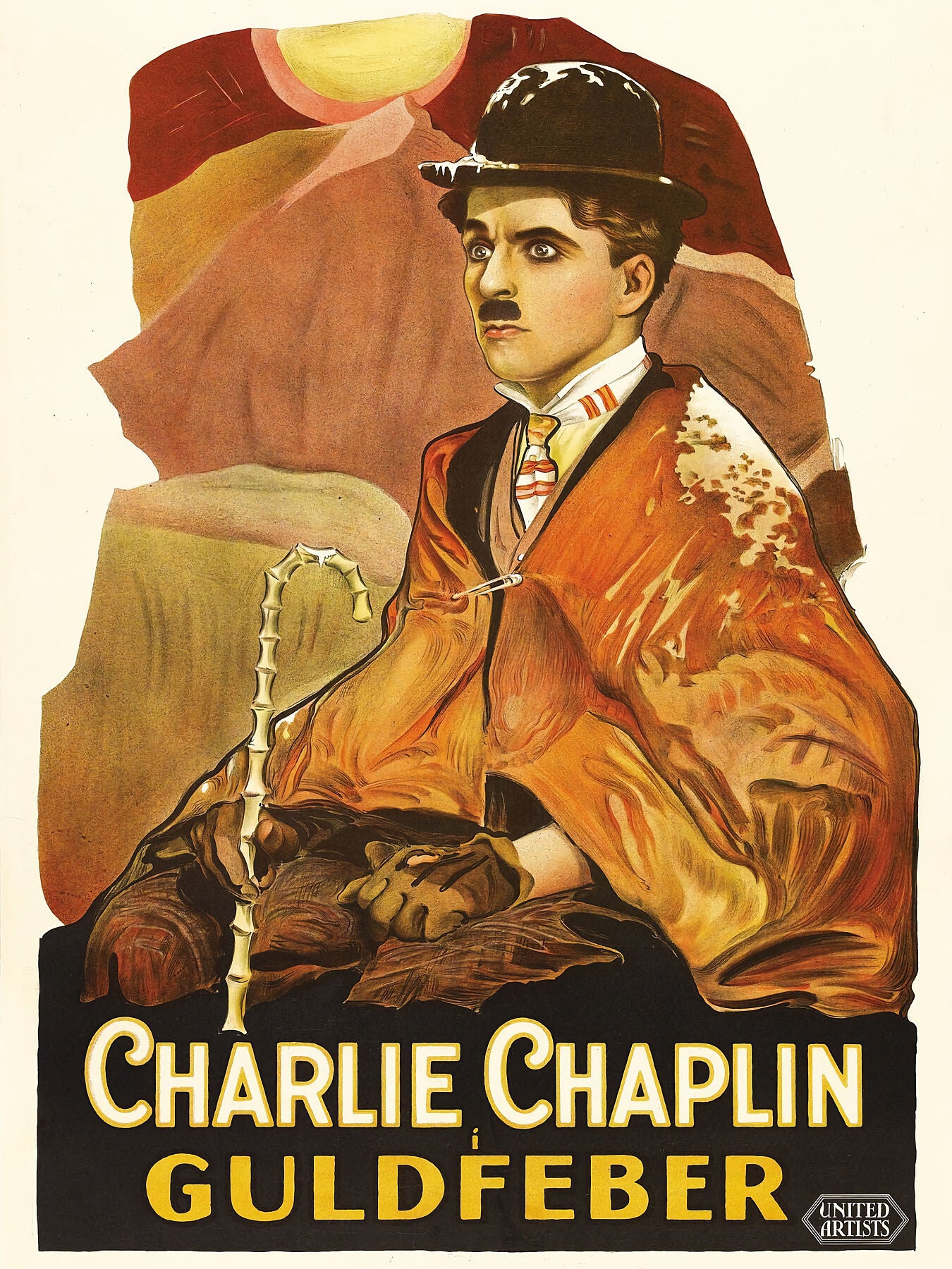 Poster featuring Charlie Chaplin Guldfeber (The Gold Rush) - a 1925 American comedy film written, produced, and directed by Charlie Chaplin.