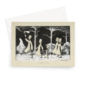 Henk, Anne, Hans, Noor y Elly marchando por la nieve de Wybo Meijer, c. 1913 -Tarjeta de felicitación