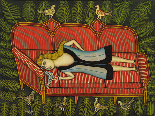 Girl with Pigeons by Morris Hirshfield - 1942