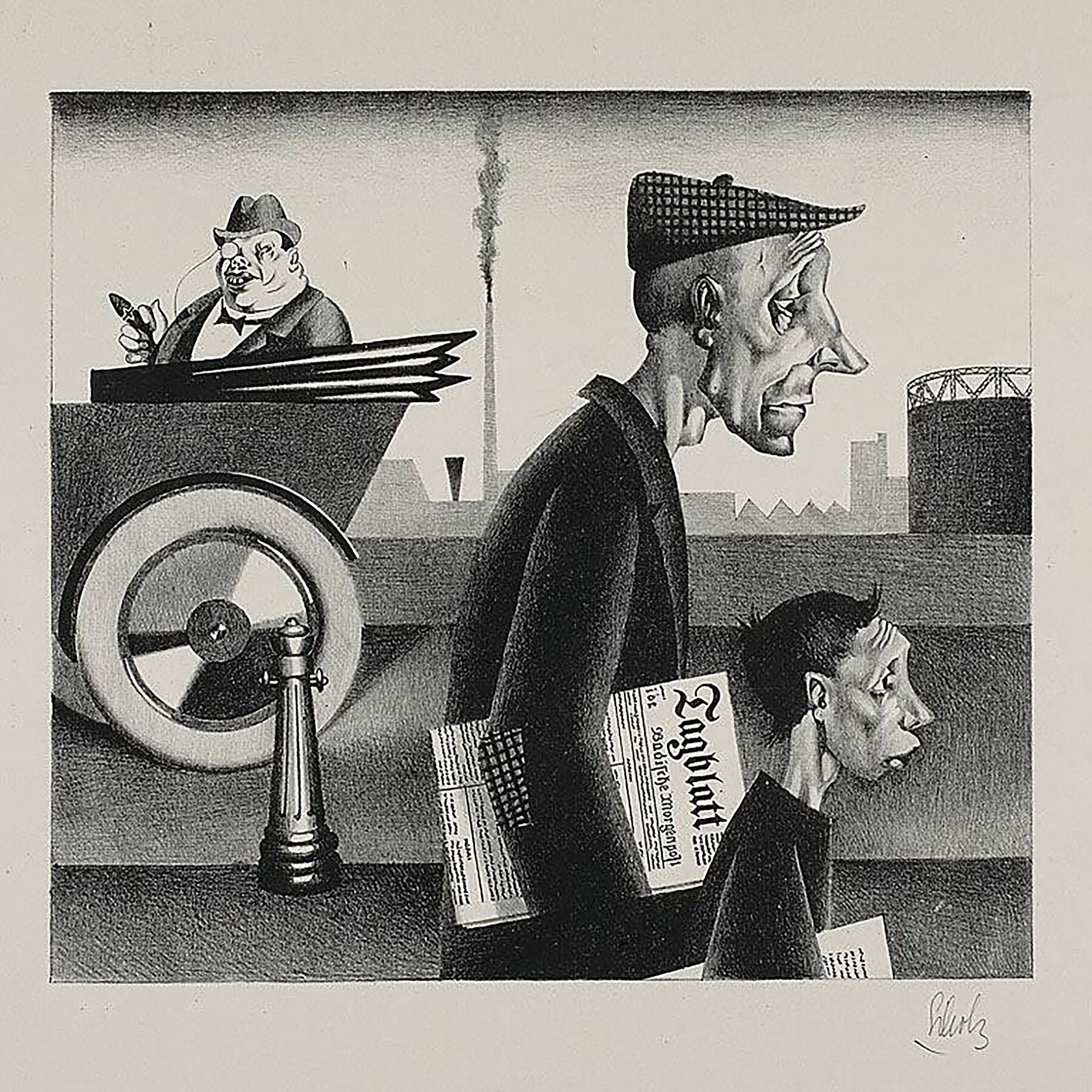 Newspaper Carriers (Work Disgraces) by Artist- Georg Scholz - 1921