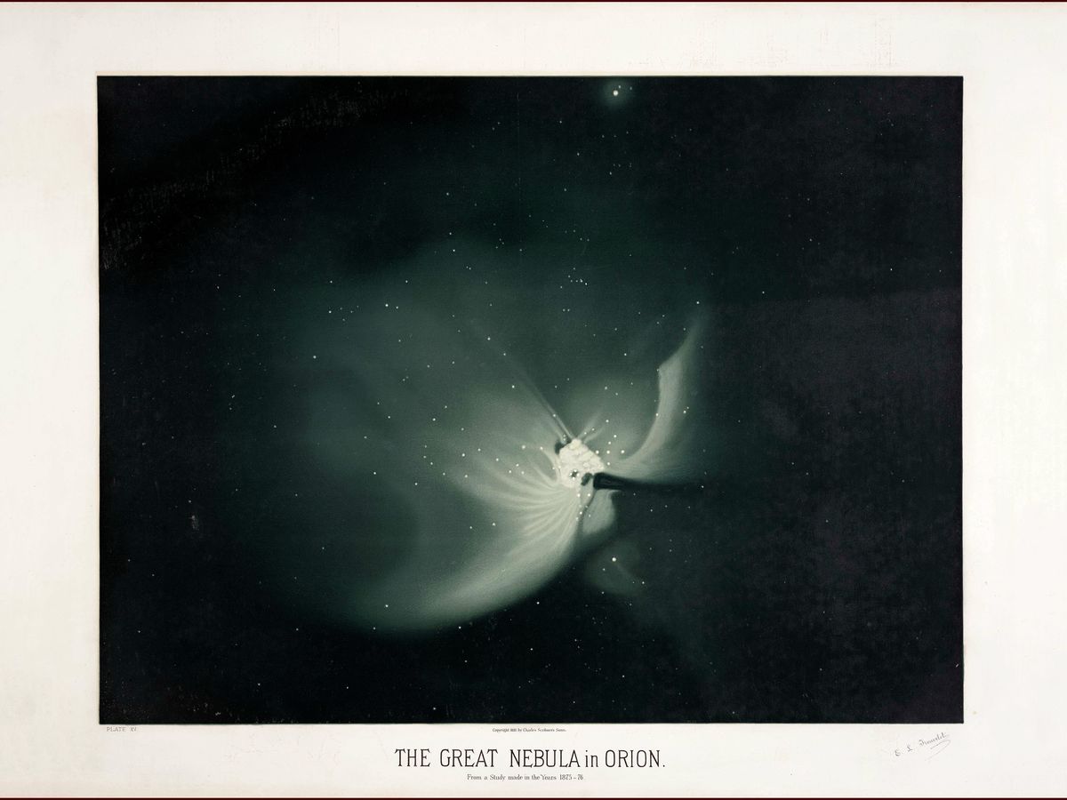 La gran nebulosa de Orión, de los dibujos astronómicos de Trouvelot 