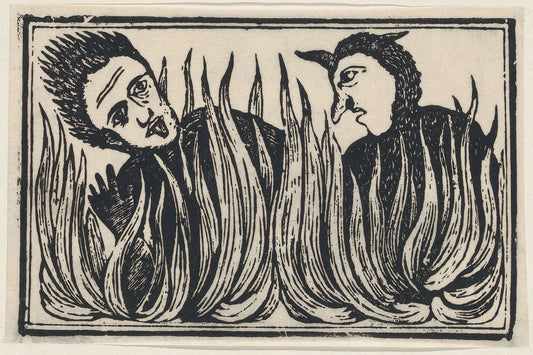 Demons engulfed in flames 19th century Anonymous