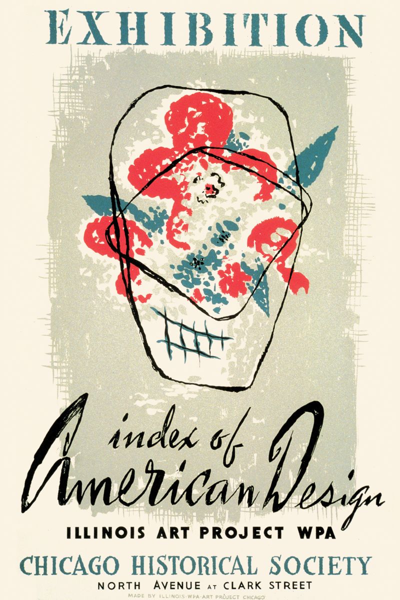 WPA Art Project poster for an exhibit: Index of American Design, Chicago Historical Society 1941