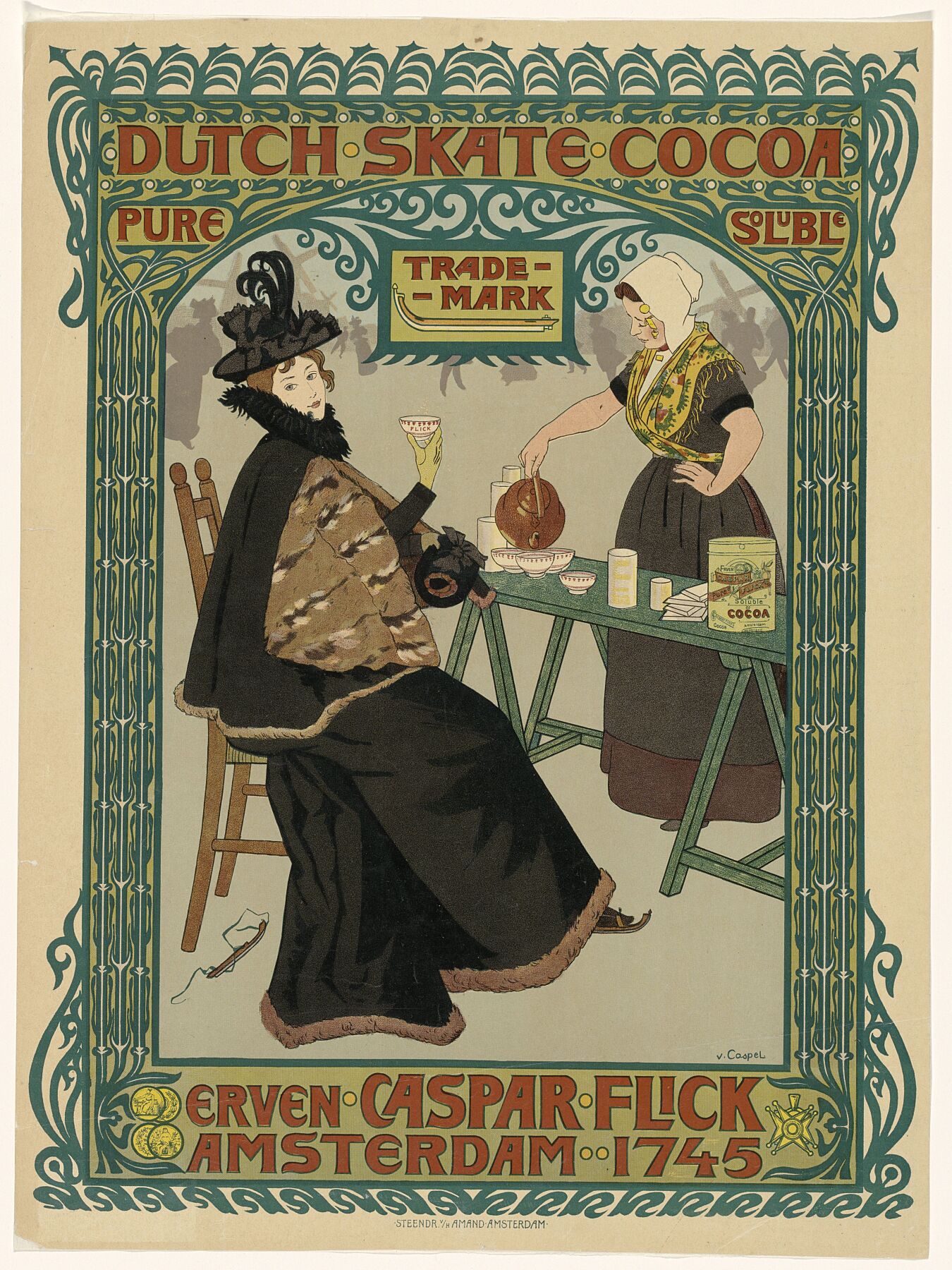 Dutch skate cocoa. Erven Caspar Flick, Johann Georg van Caspel, 1897