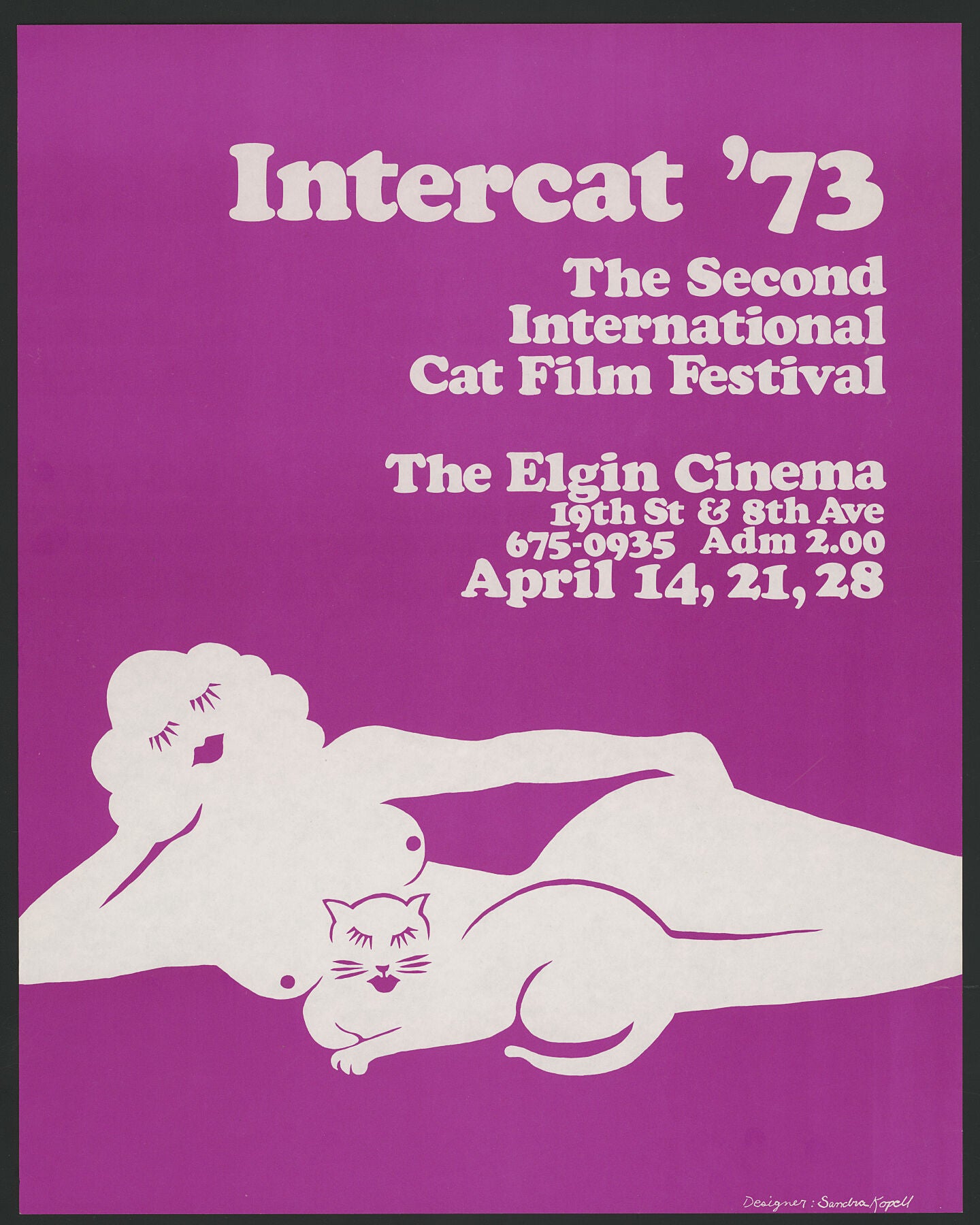 Intercat '73. The second international cat film festival, the Elgin Cinema... New York 1973