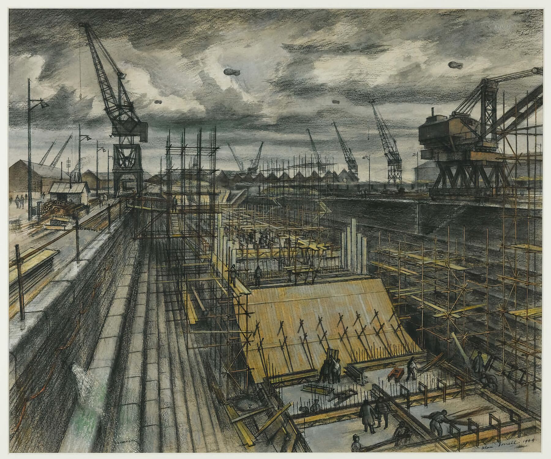 Southampton Dock by Alan Sorrell - 1944