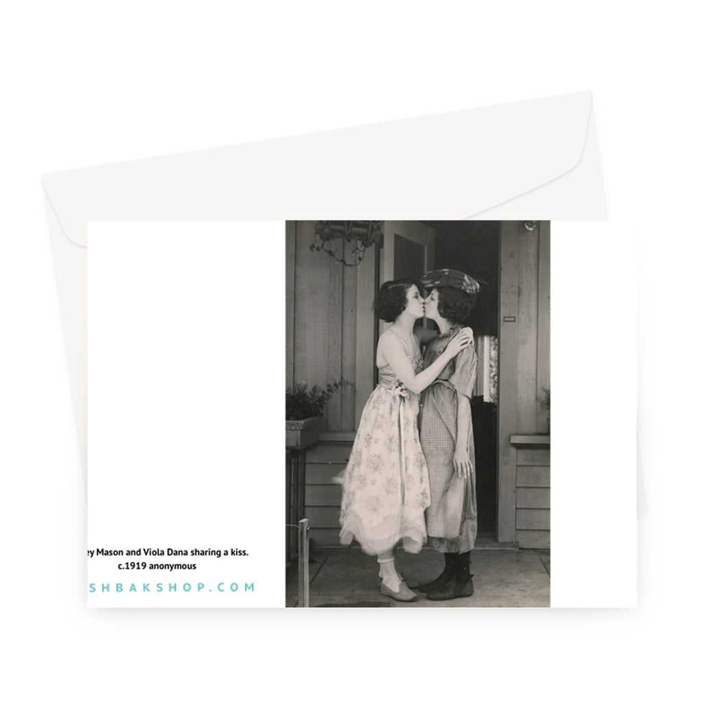 Silent Movie Actresses Shirley Mason and Viola Dana Sharing a Kiss, c.1919  - Greetings Card