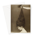 Mano agarrando el cabello de una mujer, ca. 1910 - Tarjetas de felicitación