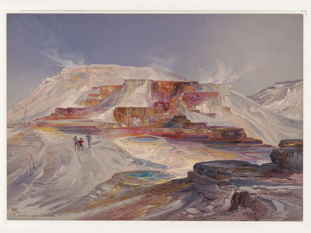 Aguas termales del río Gardiner, Yellowstone por Thomas Moran - c.1875 
