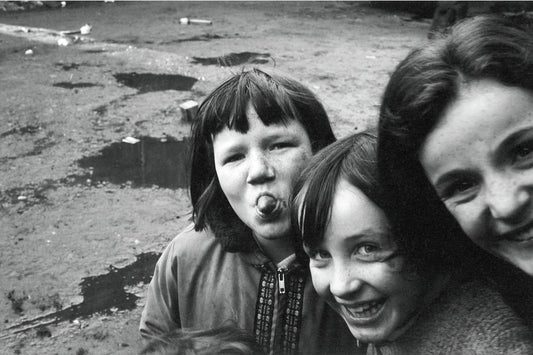 Three Girls Playing In Glasgow by John J Brady - 1975