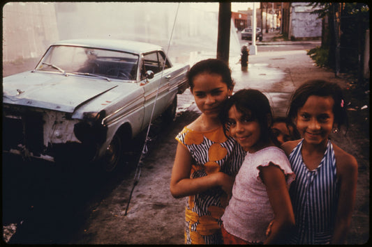 Three Young Girls on Bond Street, Brooklyn by Danny Lyon - 1974