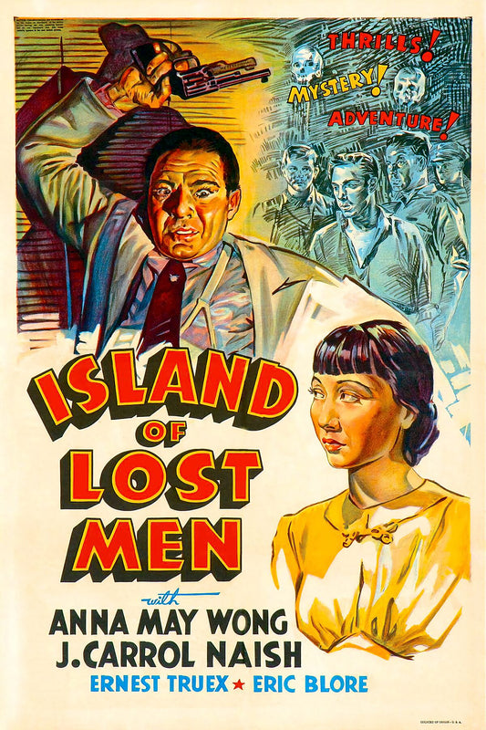 American film poster for the 1939 film Island of Lost Men, starring Anna May Wong, Anthony Quinn, and J. Carroll Naish