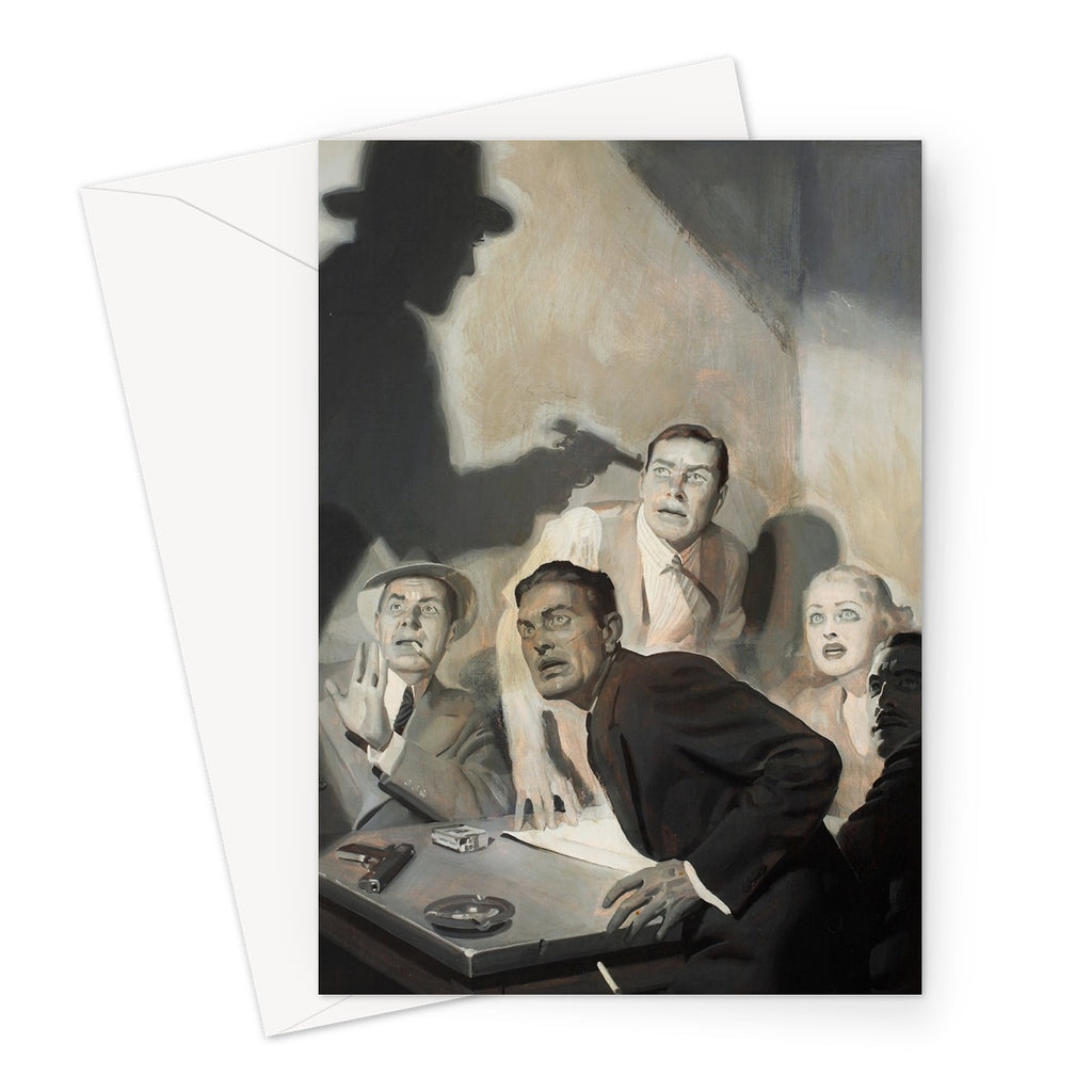 Green Hornet Capturing the Gang Painting by H. J. Ward c. 1939.  Greeting Card