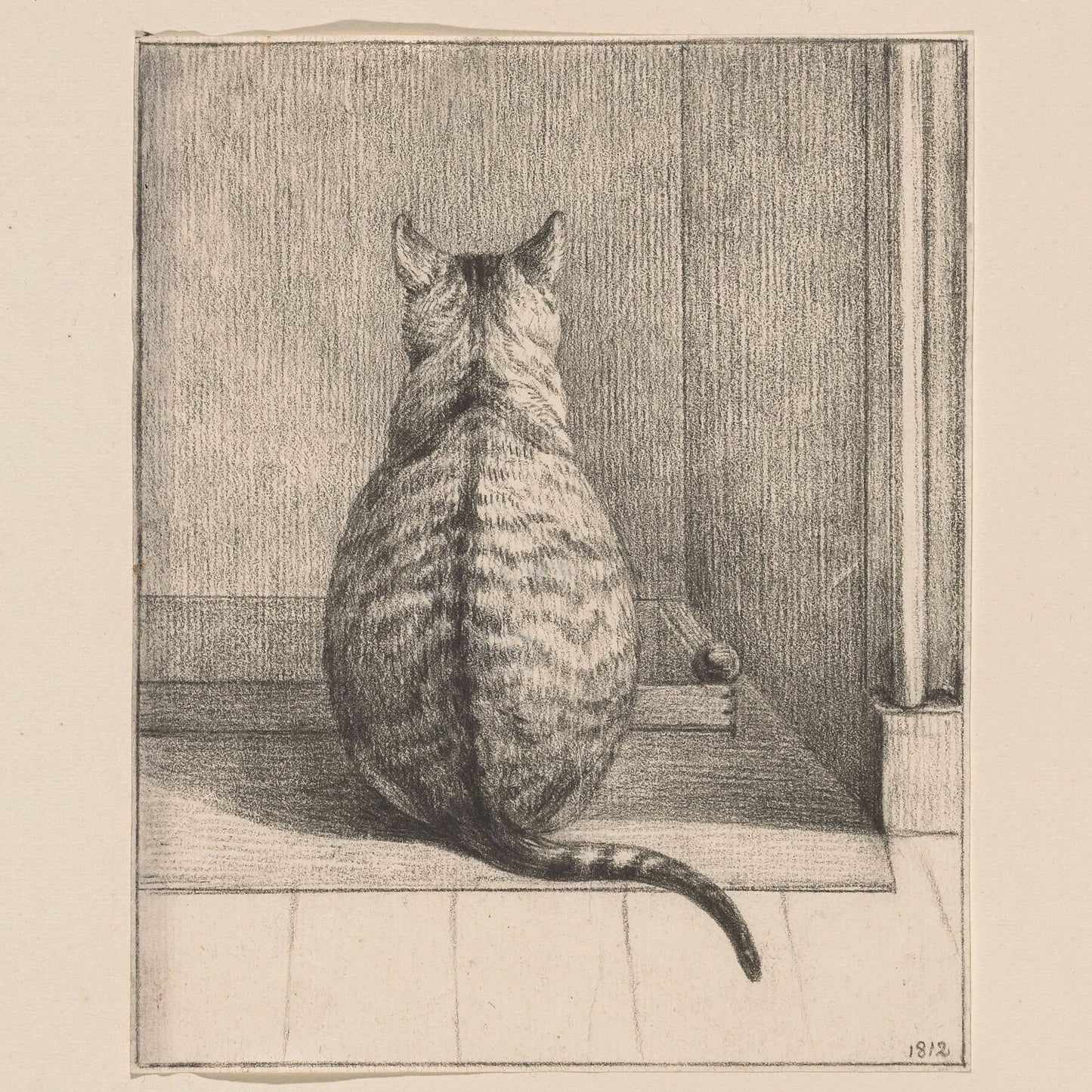 Sitting Cat from behind by Jean Bernard - 1812