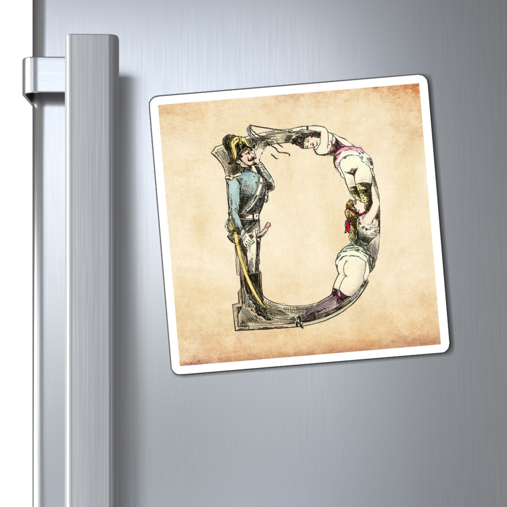 Magnet featuring the letter D from the Erotic Alphabet, 1880, by French artist Joseph Apoux (1846-1910).