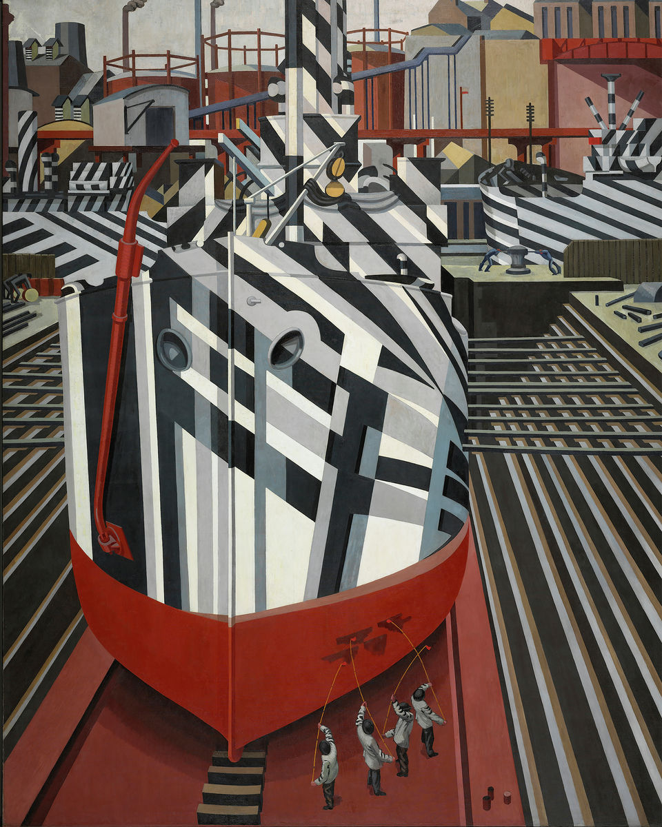 Dazzle-ships in Drydock at Liverpool by Edward Wadsworth - 1919