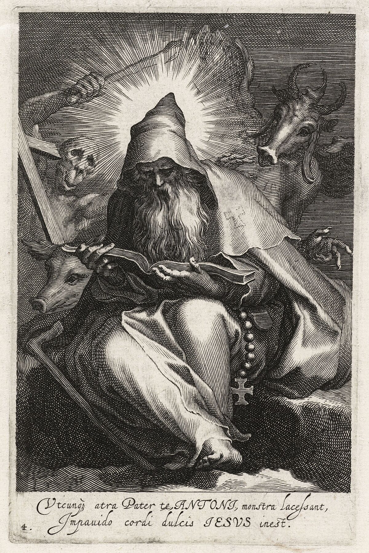 Saint Anthony the Great of Egypt as a Hermit, Boëtius Adamsz. Bolswert, after Abraham Bloemaert, 1590 - 1612
