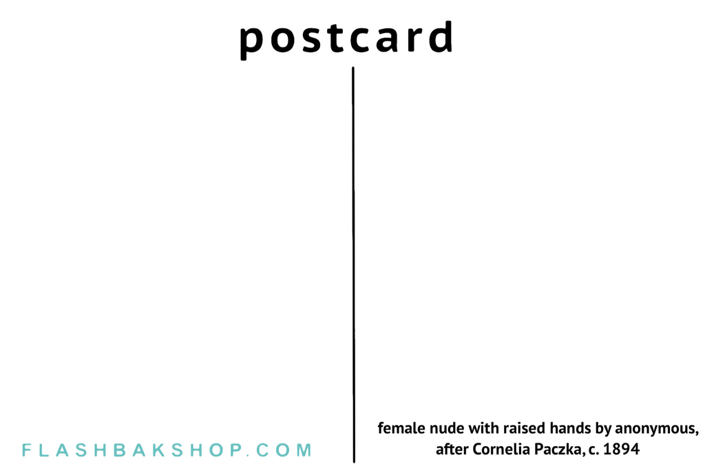 Desnudo femenino con las manos levantadas por anónimo, según Cornelia Paczka, c. 1894 - Postal